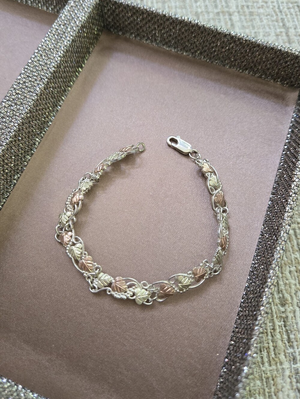 Black Hills Gold 12k Sterling Tri-Color Bracelet - Picture 3 of 10